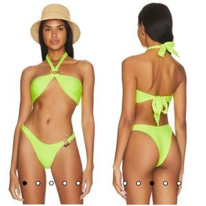 NWT Camila Coelho Sintia Bikini Neon Yellow $166 XS
